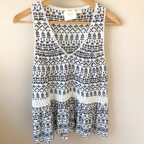 Anthropologie Tops - ✨Anthropologie✨ Embroidered Tank  | Black & White | Size XS